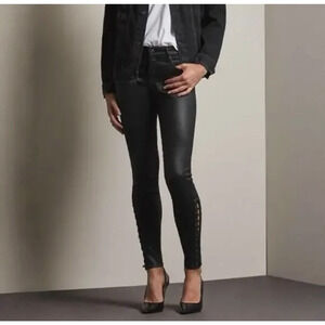 AG Adriano Goldschmied Farrah Skinny Metallic Ankle Side Lace Jean 28R